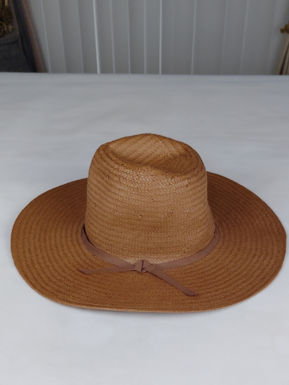 Brixton Wide Brim Straw Fedora Hat . - Picture 6 of 12